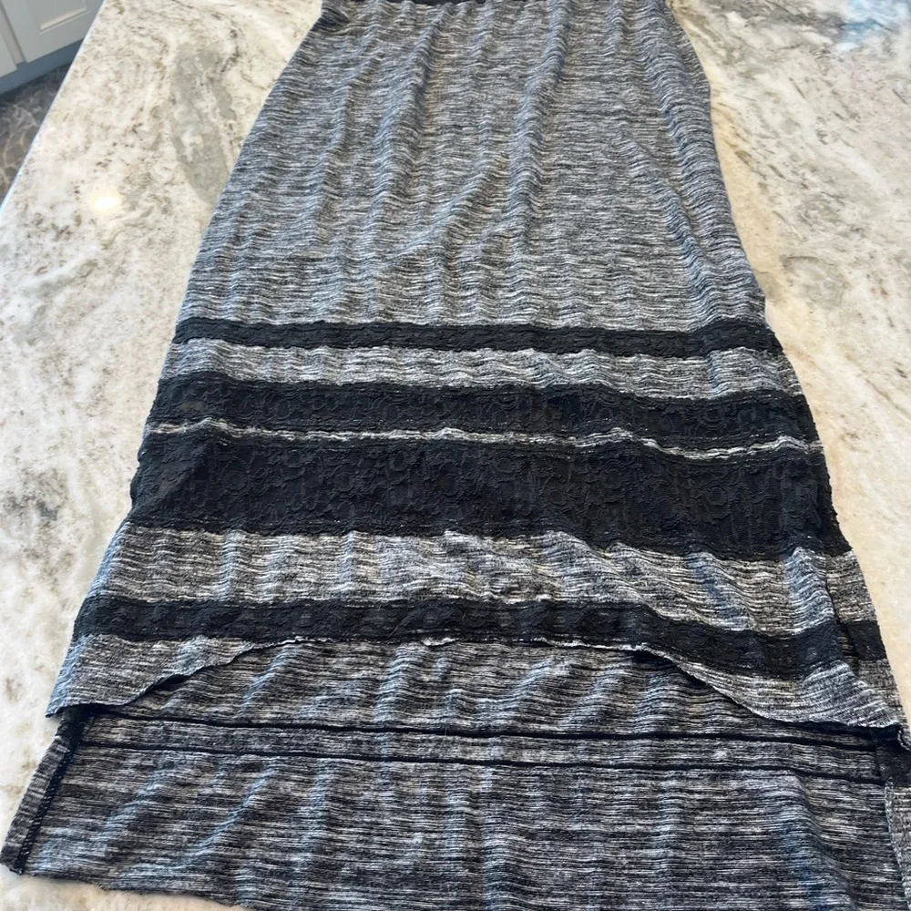 Free People Hazy Daze Grey With Black Lace Maxi Dress Size‎ S/P